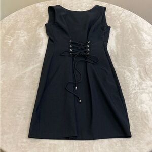 H&M Black Corset Dress 🖤 | Fitted Lace-Up Mini | Size 6